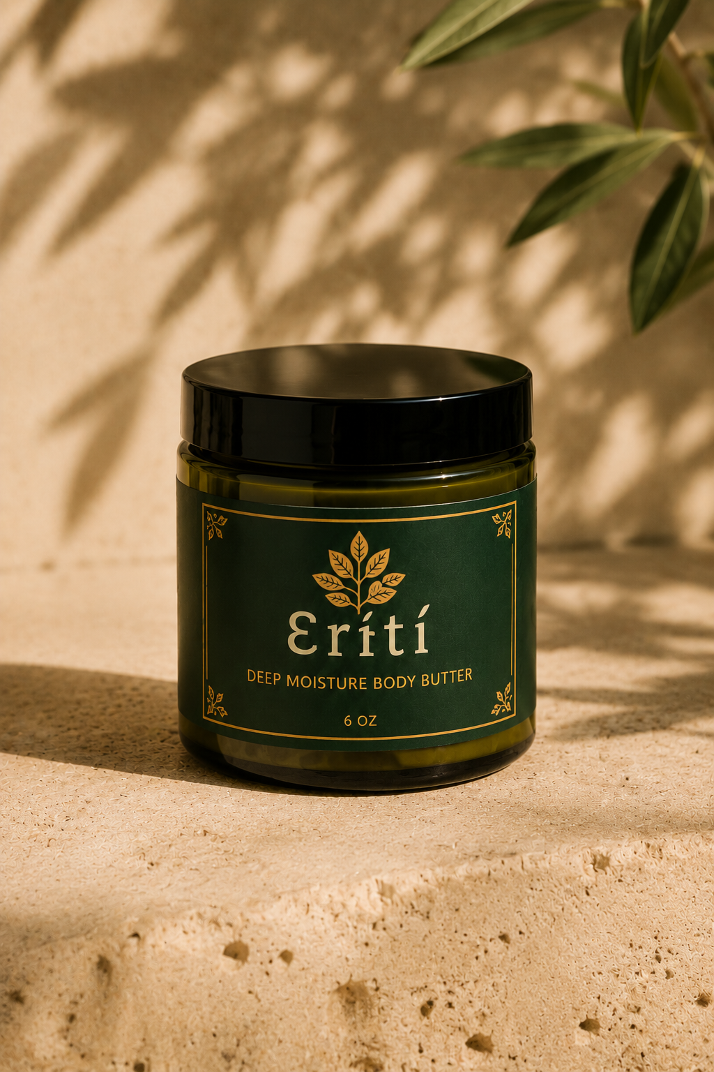 Green jar of Ɛrɨ́tí Deep Moisture Body Butter